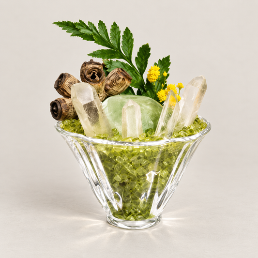 Prehnite & Citrine Garden – Green Miniature Decor