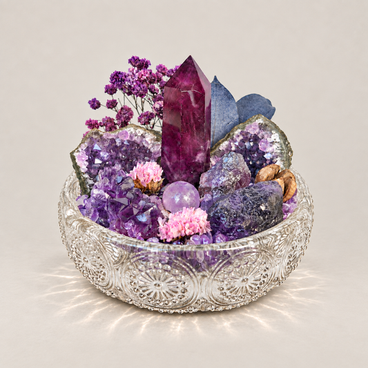 Amethyst Crystal Garden – Geode, Tower & Sphere