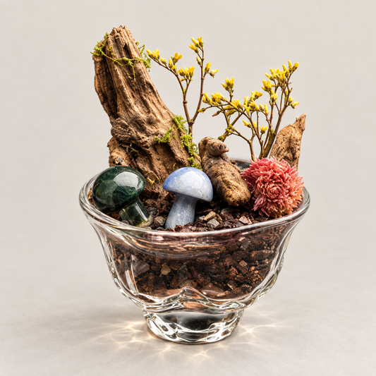 Garnet Crystal Mushroom Garden – Woodland Decor