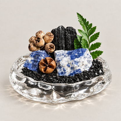 Sodalite & Black Tourmaline Garden – Blue Crystal Decor