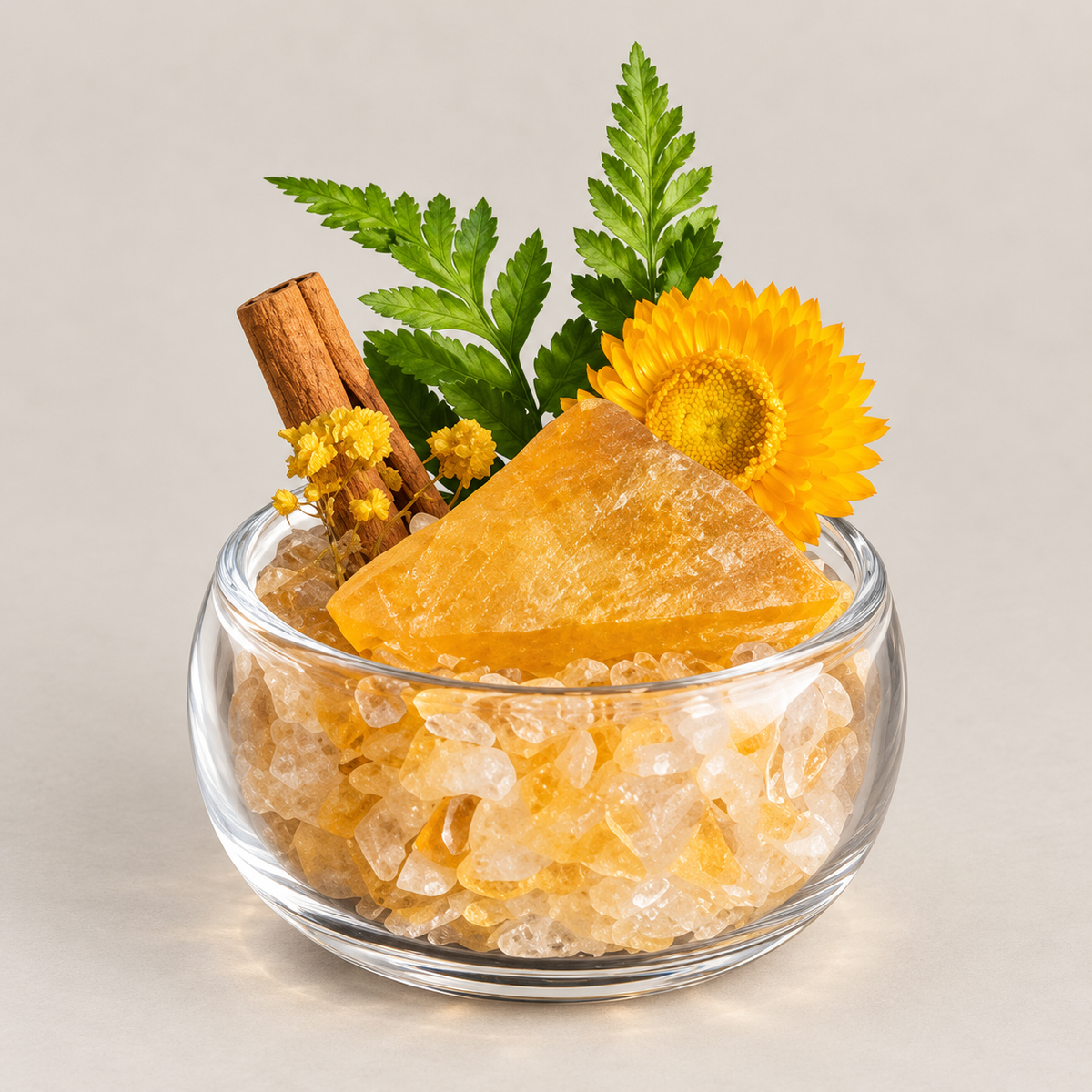 Citrine Mini Crystal Garden – Glass Bowl Decor