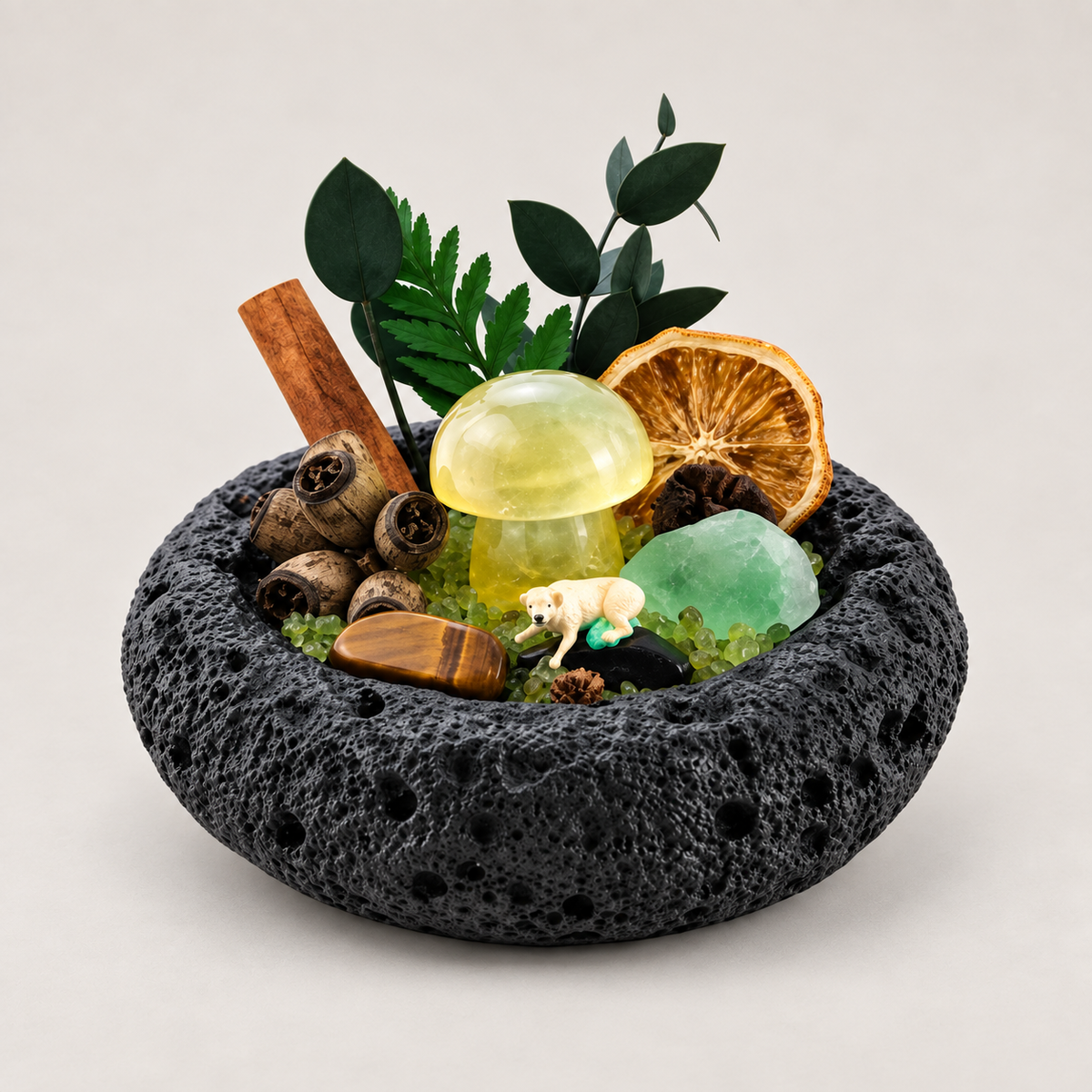 Yellow Fluorite Mushroom Garden – Woodland Miniature