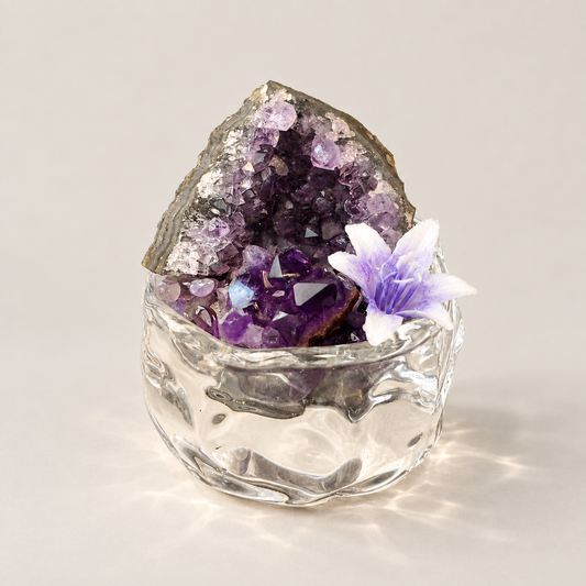Amethyst Geode Garden – Mini Purple Floral Decor