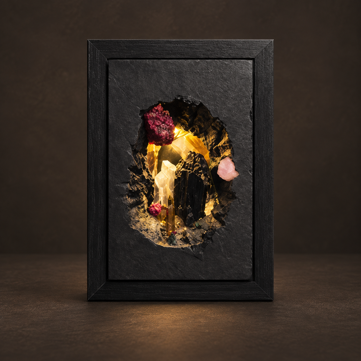 Midnight Mineral Cave Night Light – Crystal Diorama