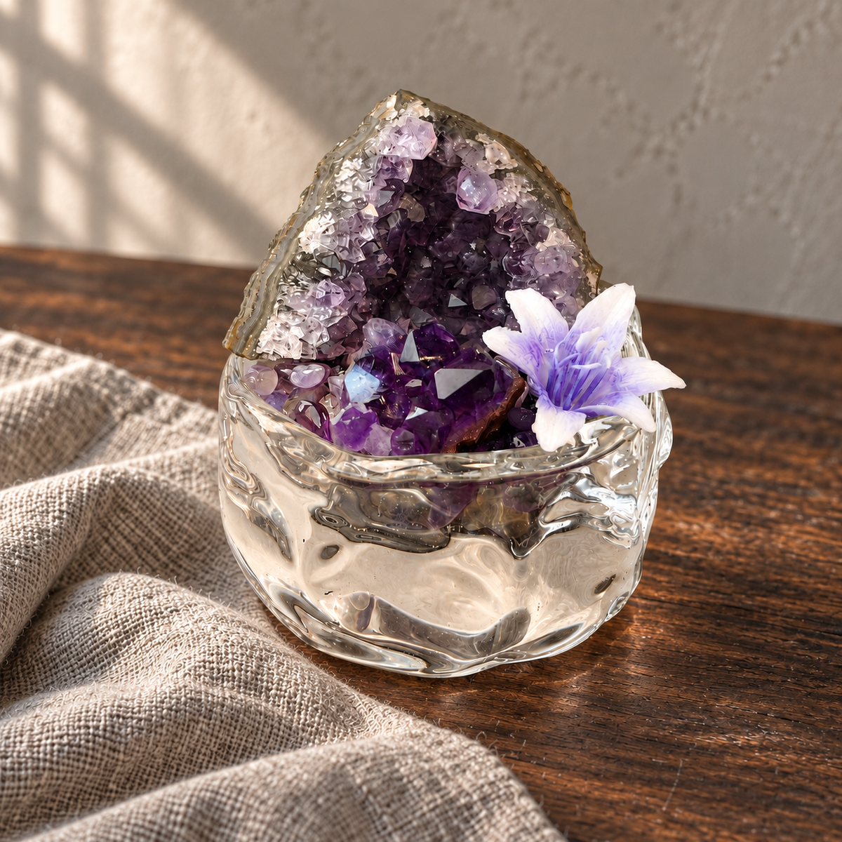 Amethyst Geode Garden – Mini Purple Floral Decor