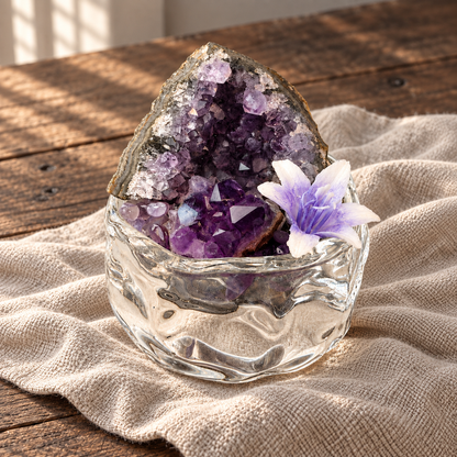 Amethyst Geode Garden – Mini Purple Floral Decor