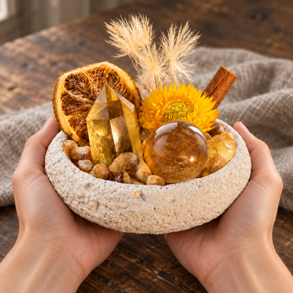 Citrine Garden – Textured White Bowl Decor
