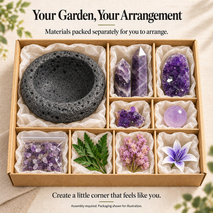 Amethyst crystal garden components packed separately for you to arrange