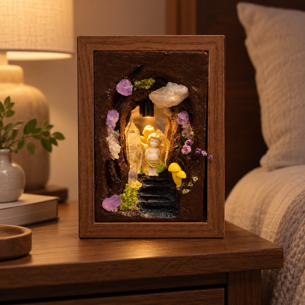 Angel Crystal Cave Night Light – Enchanted Diorama