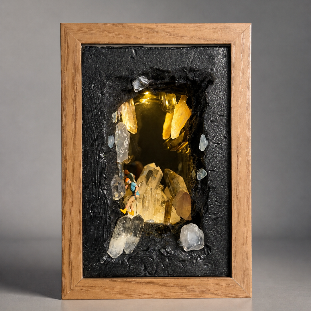 Rock Climber Crystal Cave Night Light – Mini Diorama