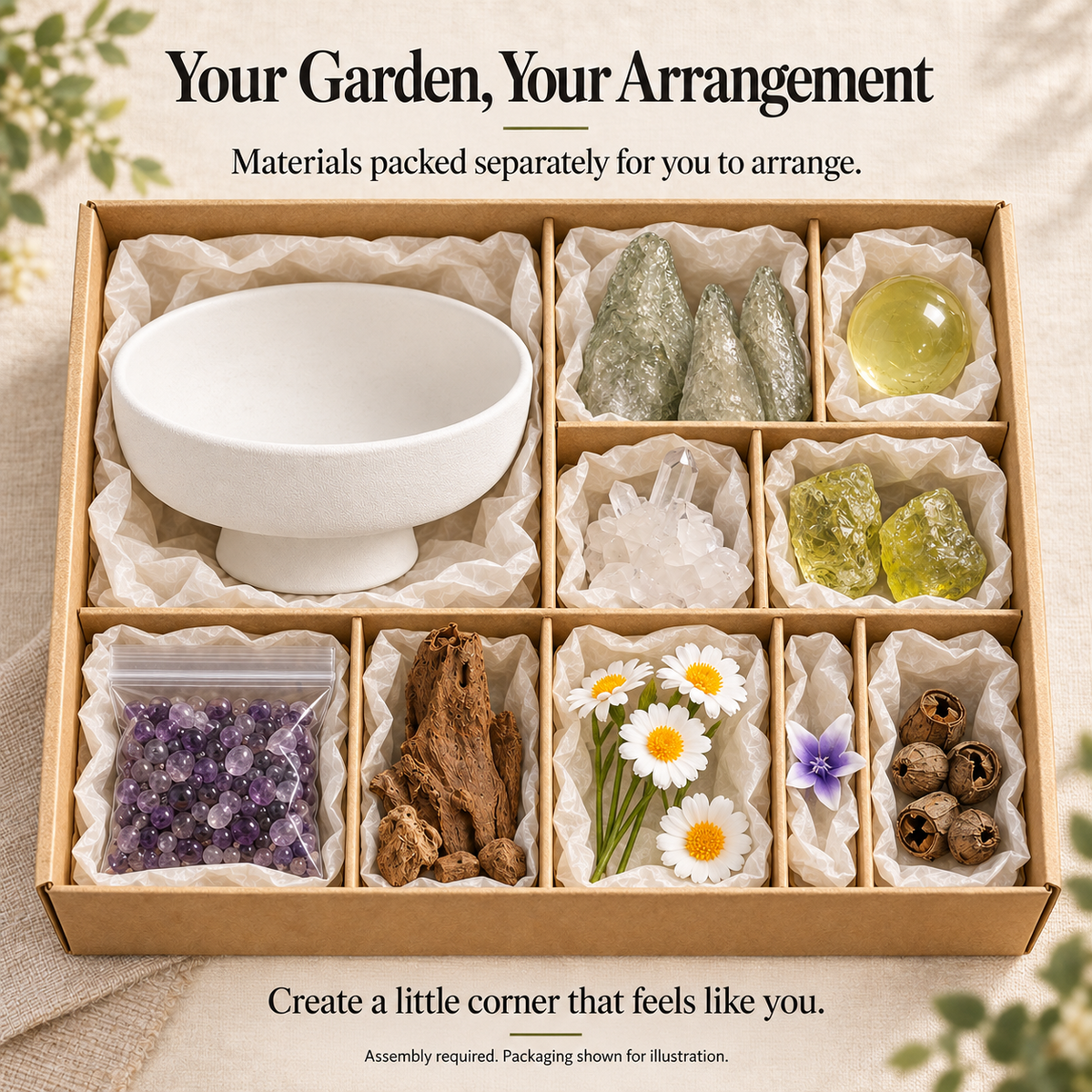 Daisy crystal garden components packed separately for you to arrange