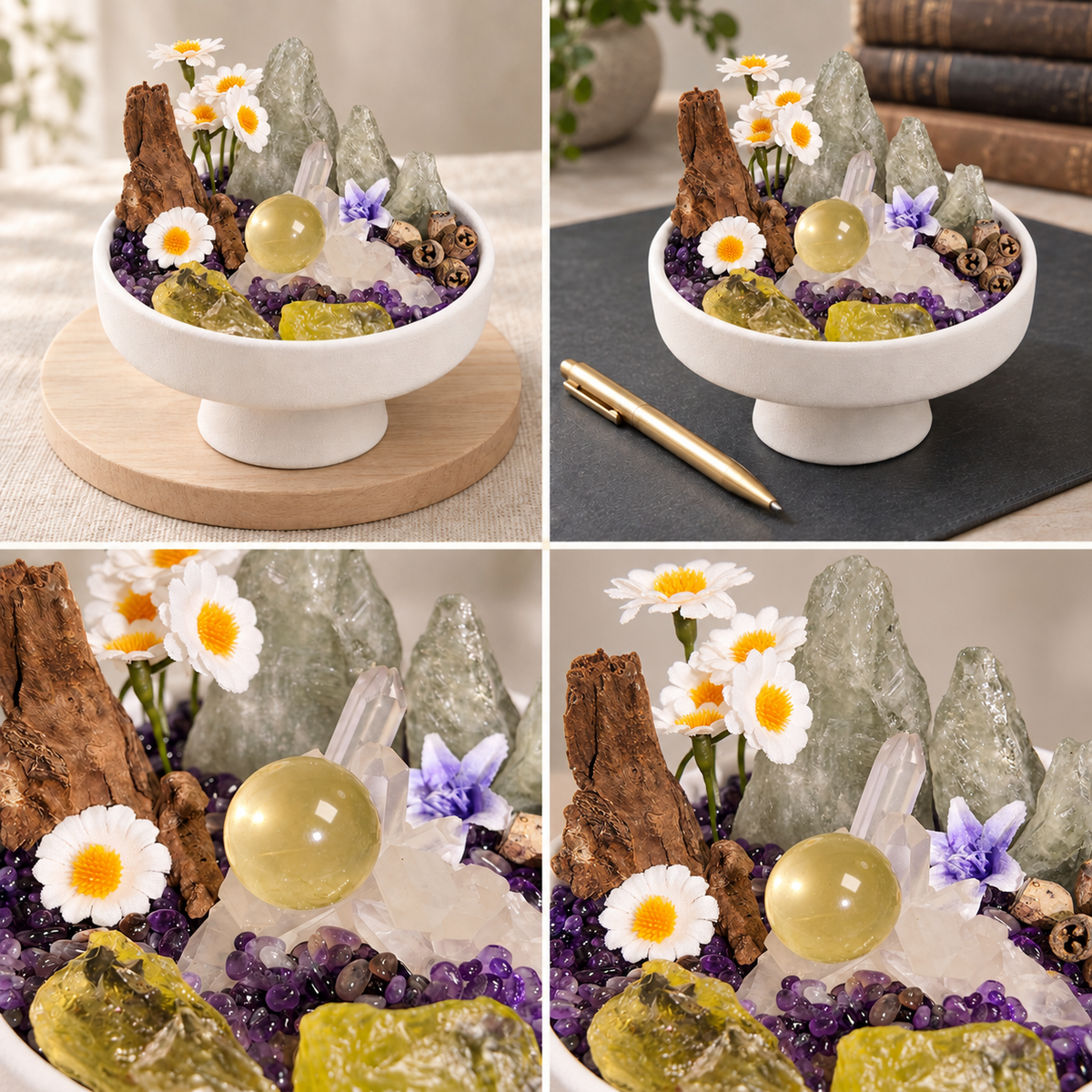 Daisy crystal garden room settings and close-up details