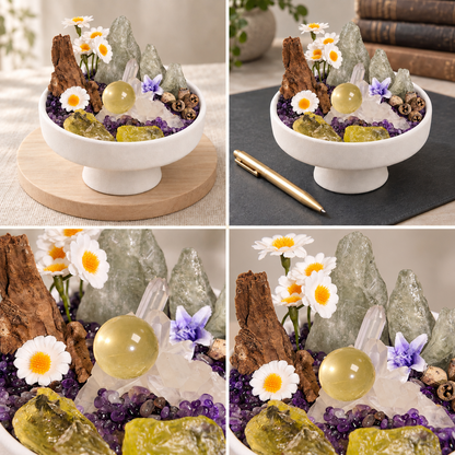 Daisy crystal garden room settings and close-up details
