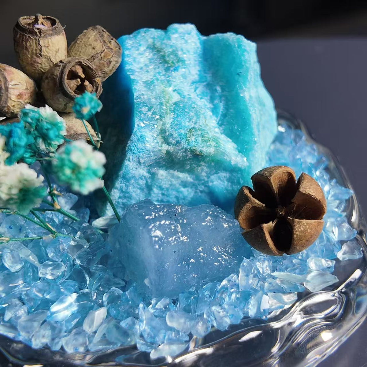Aquamarine Crystal Garden – Glacier Glass Tray