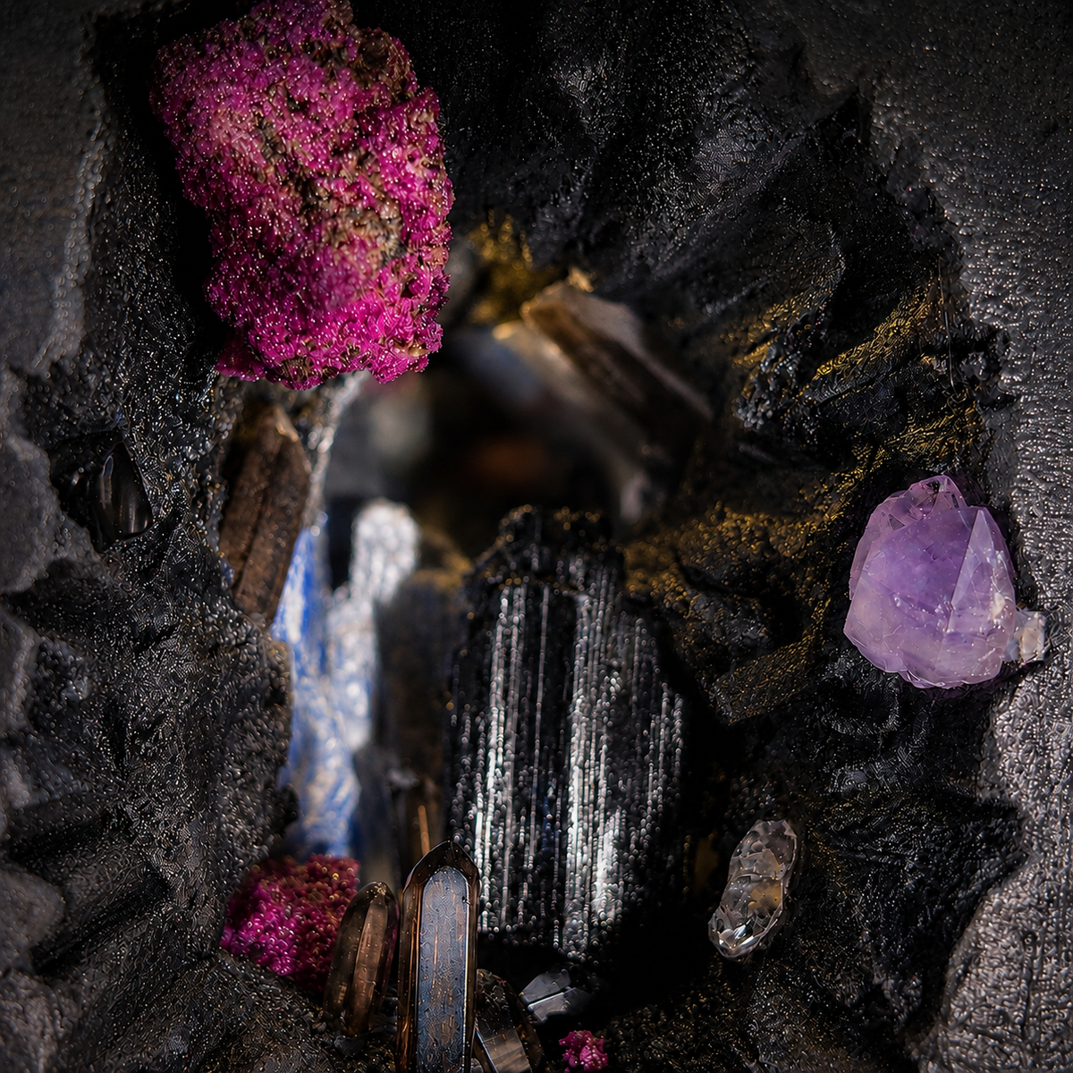 Midnight Mineral Cave Night Light – Crystal Diorama