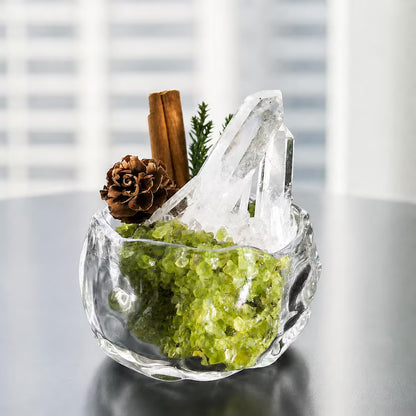 Peridot & Clear Quartz Mini Crystal Garden