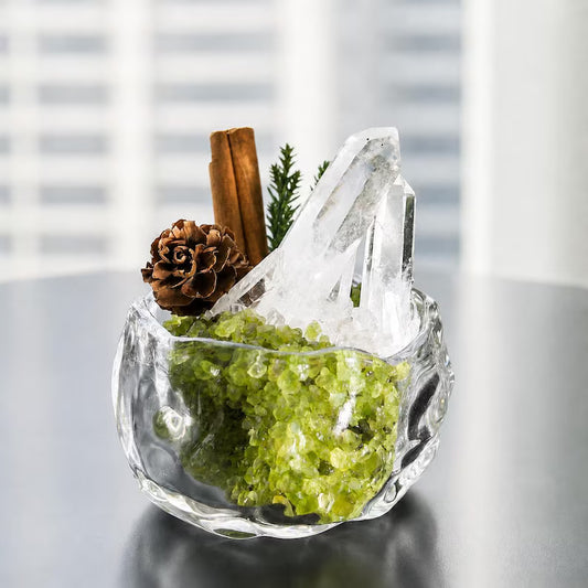 Peridot & Clear Quartz Mini Crystal Garden