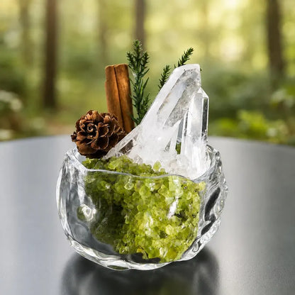 Peridot & Clear Quartz Mini Crystal Garden