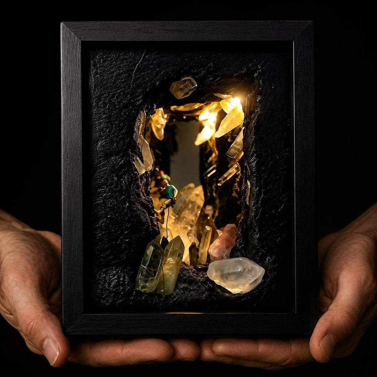 Rock Climber Crystal Cave Night Light – Mini Diorama