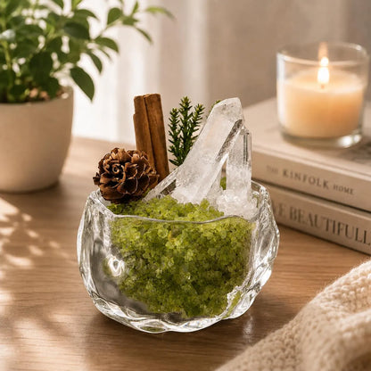 Peridot & Clear Quartz Garden – Green Crystal Decor