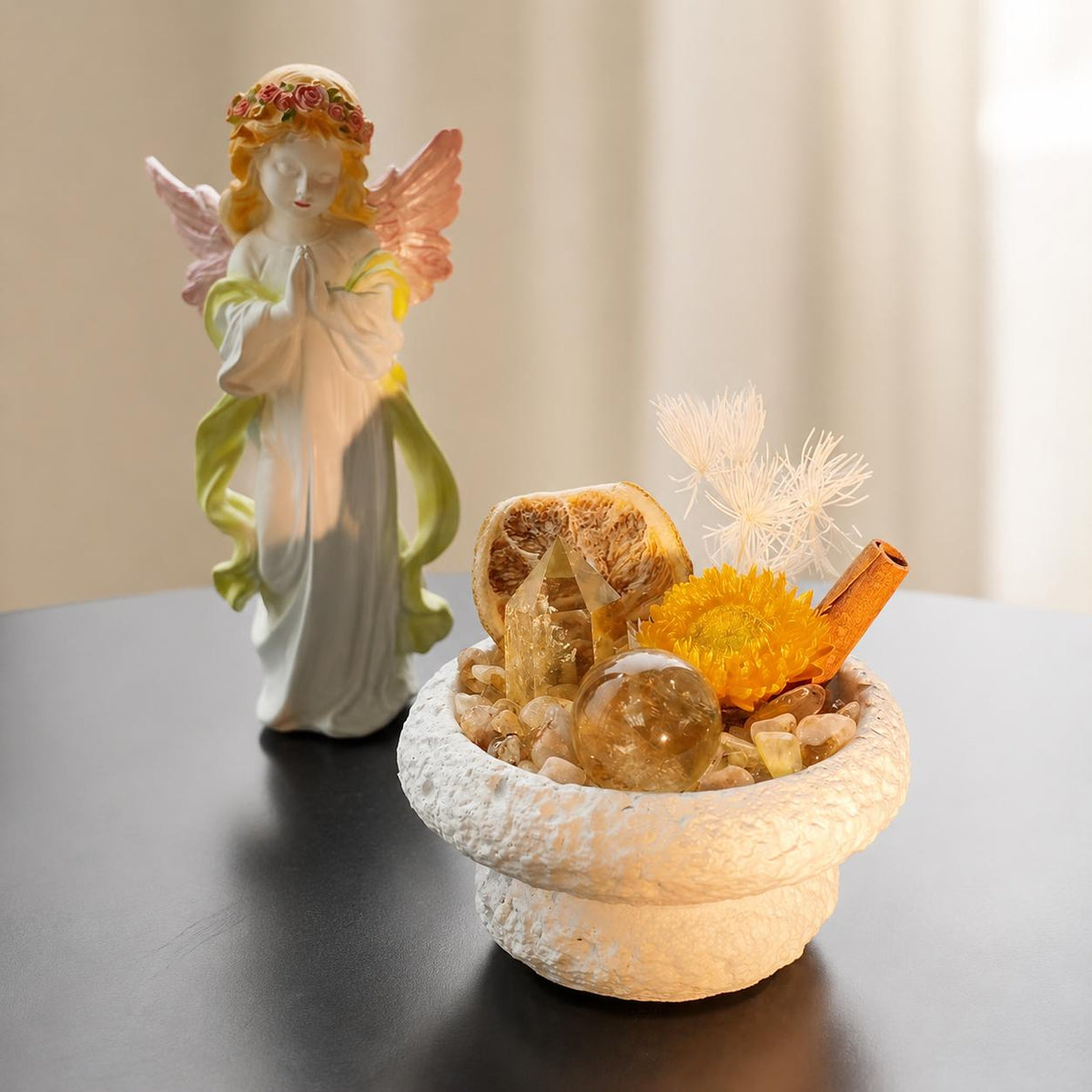 Citrine Garden – Textured White Bowl Decor