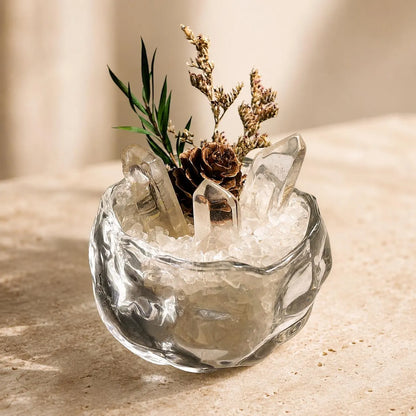 Clear Quartz Crystal Garden – Botanical Desk Decor