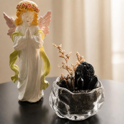 Black Tourmaline & Smoky Quartz Garden – Dark Crystal Decor