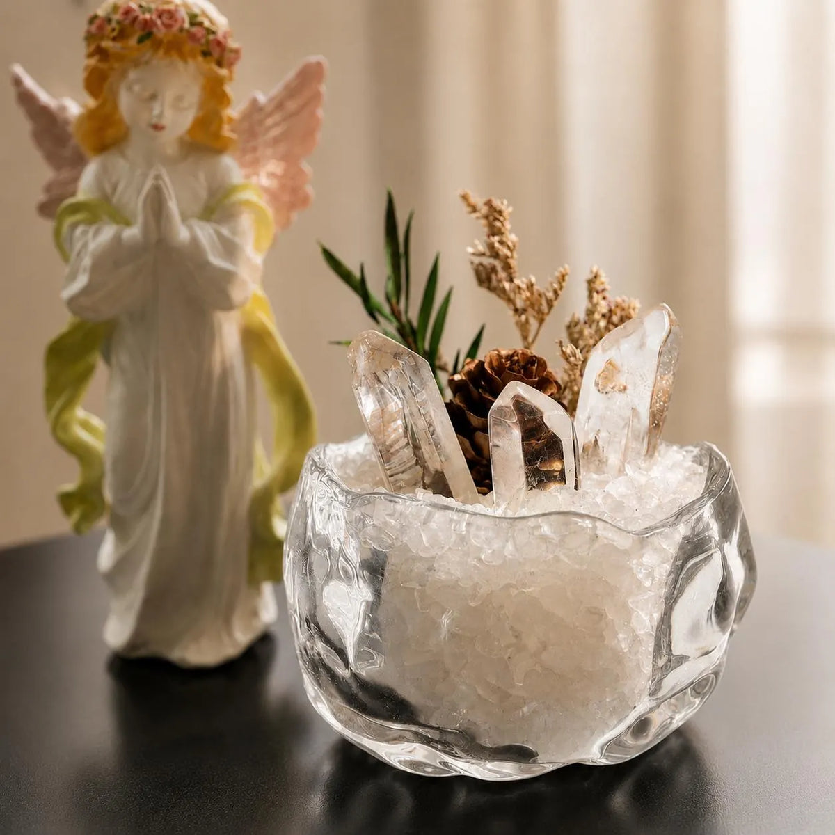 Clear Quartz Crystal Garden – Botanical Desk Decor
