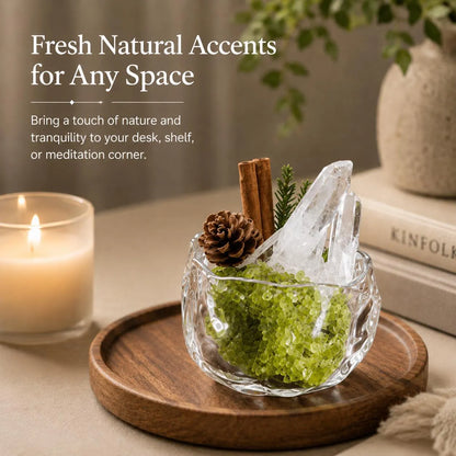 Peridot & Clear Quartz Garden – Green Crystal Decor