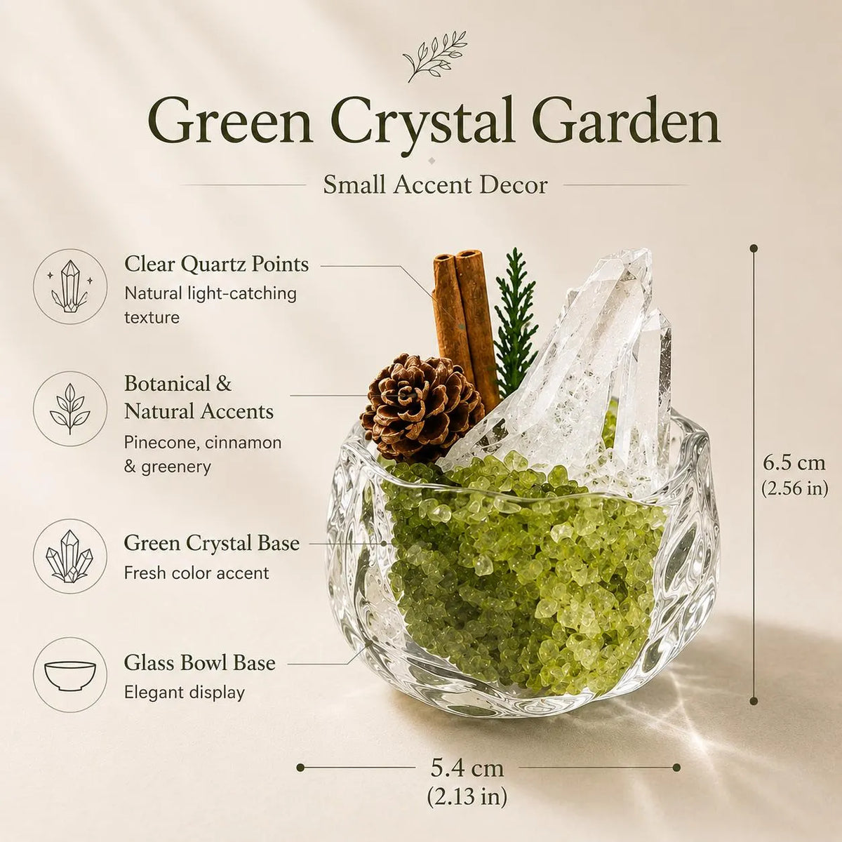 Peridot & Clear Quartz Garden – Green Crystal Decor