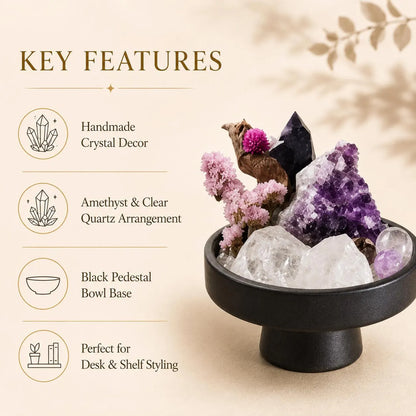 Amethyst Geode Garden – Black Pedestal Bowl