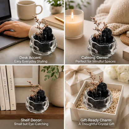 Black Tourmaline & Smoky Quartz Garden – Dark Crystal Decor