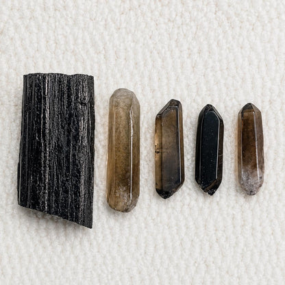 Black Tourmaline & Smoky Quartz Garden – Dark Crystal Decor