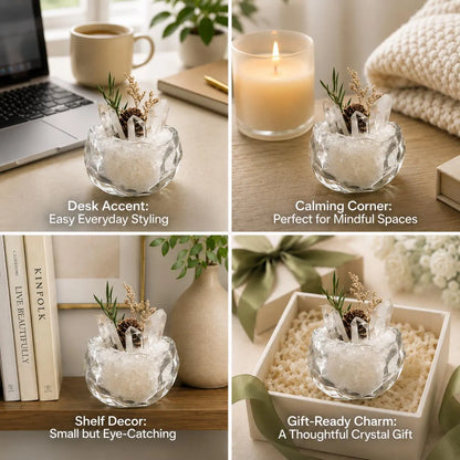 Clear Quartz Crystal Garden – Botanical Desk Decor