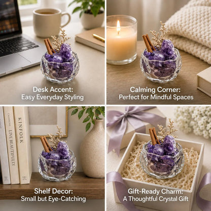 Amethyst Cluster & Sphere Garden – Purple Crystal Decor