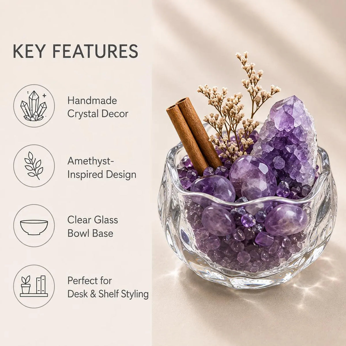 Amethyst Cluster & Sphere Garden – Purple Crystal Decor