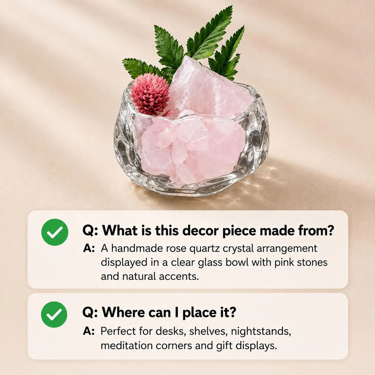Rose Quartz Botanical Garden – Mini Crystal Decor