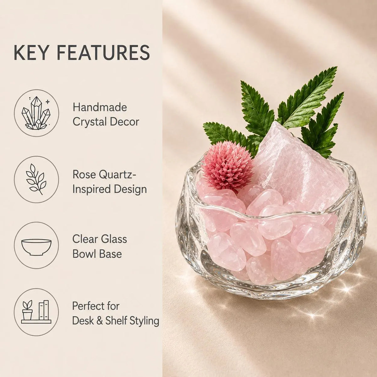 Rose Quartz Botanical Garden – Mini Crystal Decor