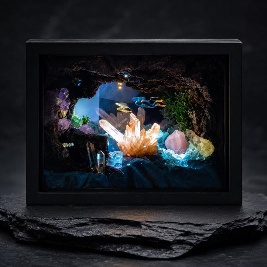 Underwater Crystal Cave Night Light with miniature scuba diver