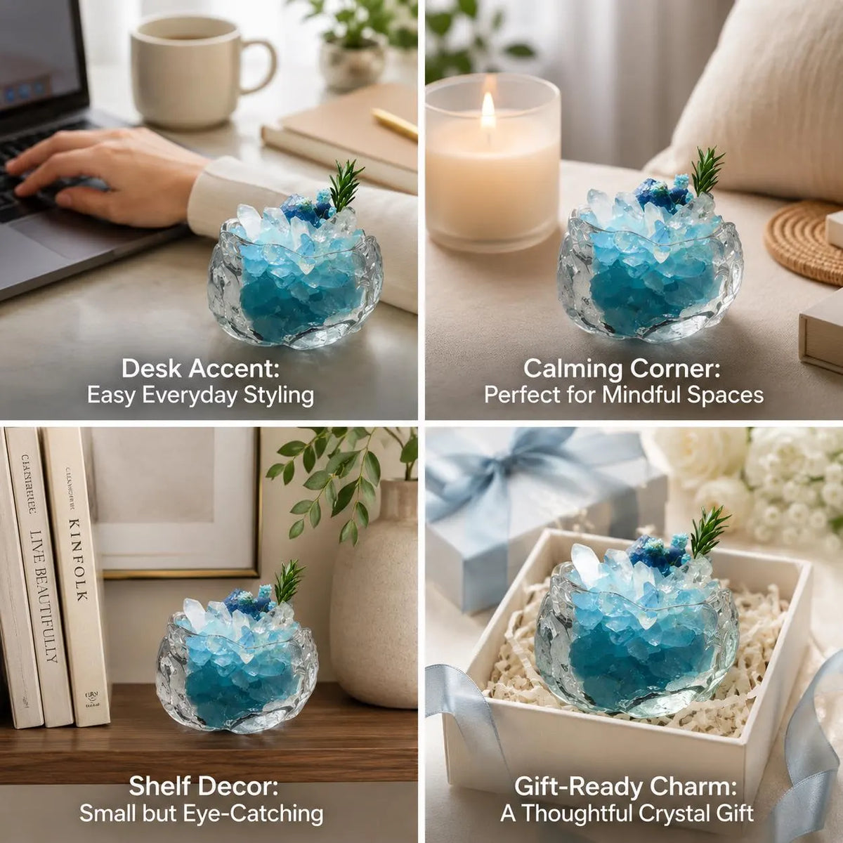 Aquamarine Garden – Mini Glass Bowl Decor