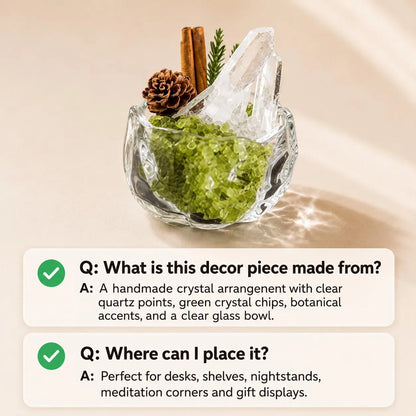 Peridot & Clear Quartz Garden – Green Crystal Decor