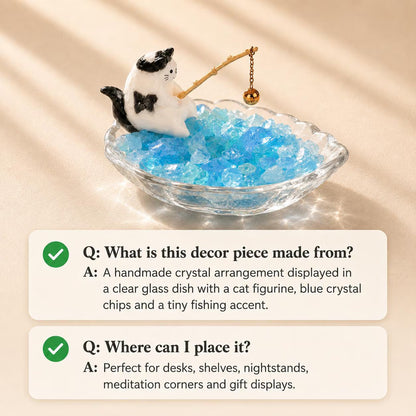 Fishing Cat Aquamarine Garden – Whimsical Decor