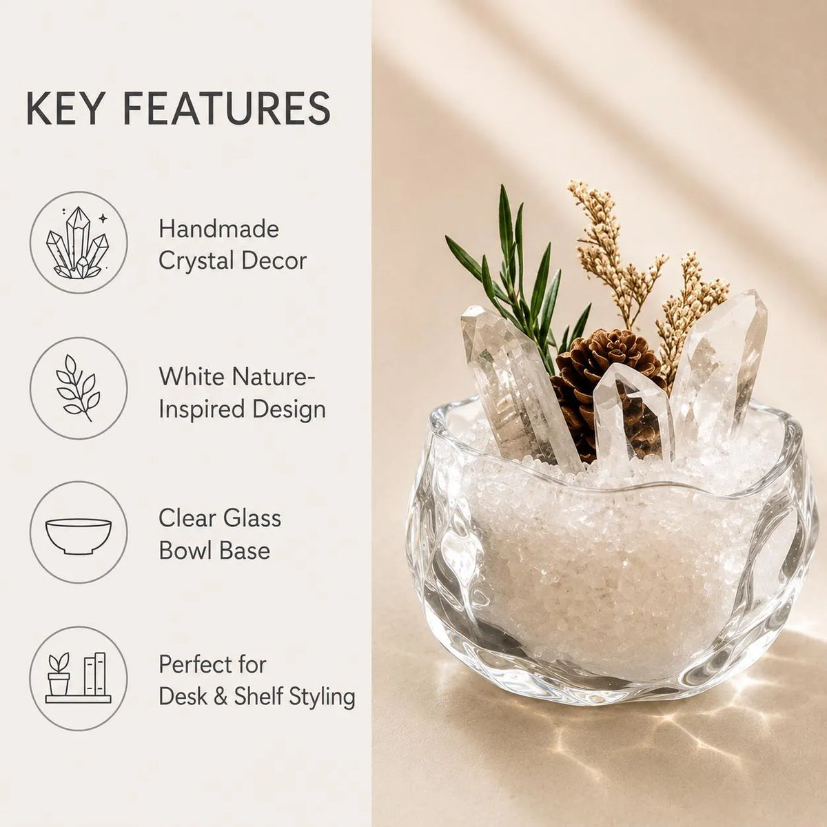 Clear Quartz Crystal Garden – Botanical Desk Decor