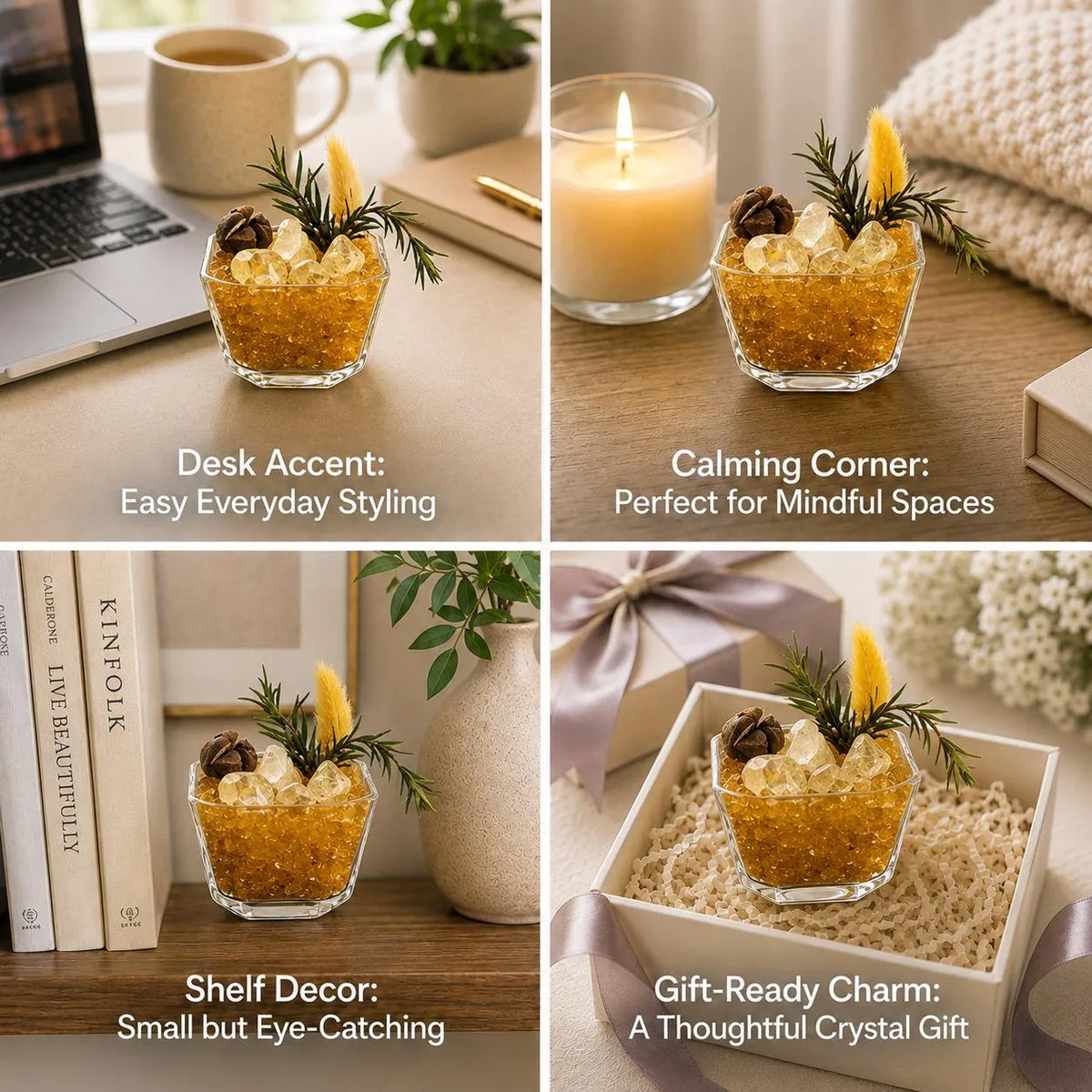 Citrine Crystal Garden – Golden Miniature Decor