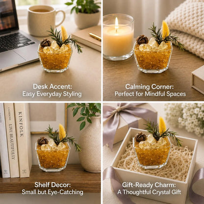 Citrine Crystal Garden – Golden Miniature Decor