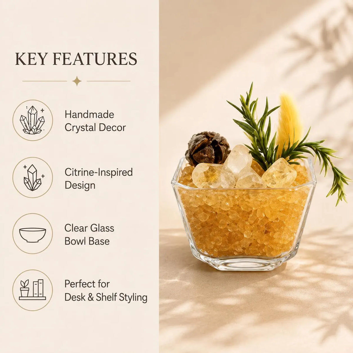 Citrine Crystal Garden – Golden Miniature Decor