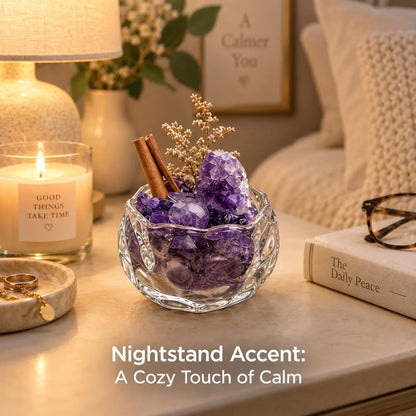Amethyst Cluster & Sphere Garden – Purple Crystal Decor