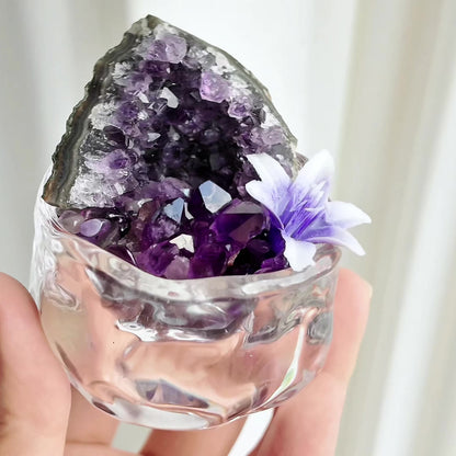 Amethyst Geode Garden – Mini Purple Floral Decor