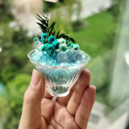 Mini Aquamarine Crystal Garden – Blue Floral Decor