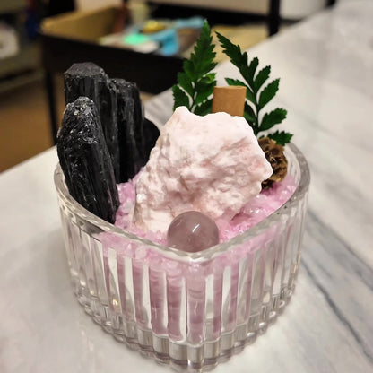 Pink Opal & Black Tourmaline Garden – Soft Pink Decor